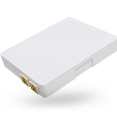 FTTH Box loaded: 2 SC/APC couplers and 2 SC/APC G657A2 Simplex Cable / TAA Compliant