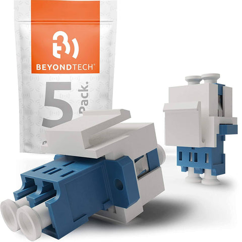 Fiber Optic Coupler LC Adapter Duplex Keystone UPC Single Mode (Blue) / TAA Compliant 5 Units