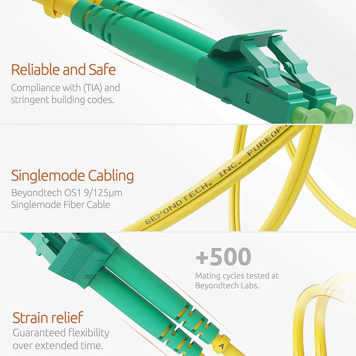 LC to LC OS1 Single Mode Duplex APC Fiber Patch Cable