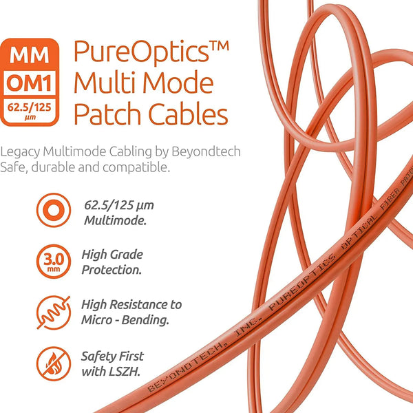 LC to SC OM1 Multimode Duplex UPC Fiber Patch Cable
