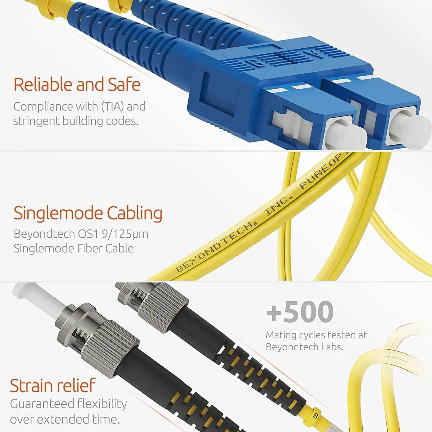 LC-LC Glasvezelkabel 3m – OS2 Singlemode Duplex | Voor 1G/10Gb SFP+, Datacenters