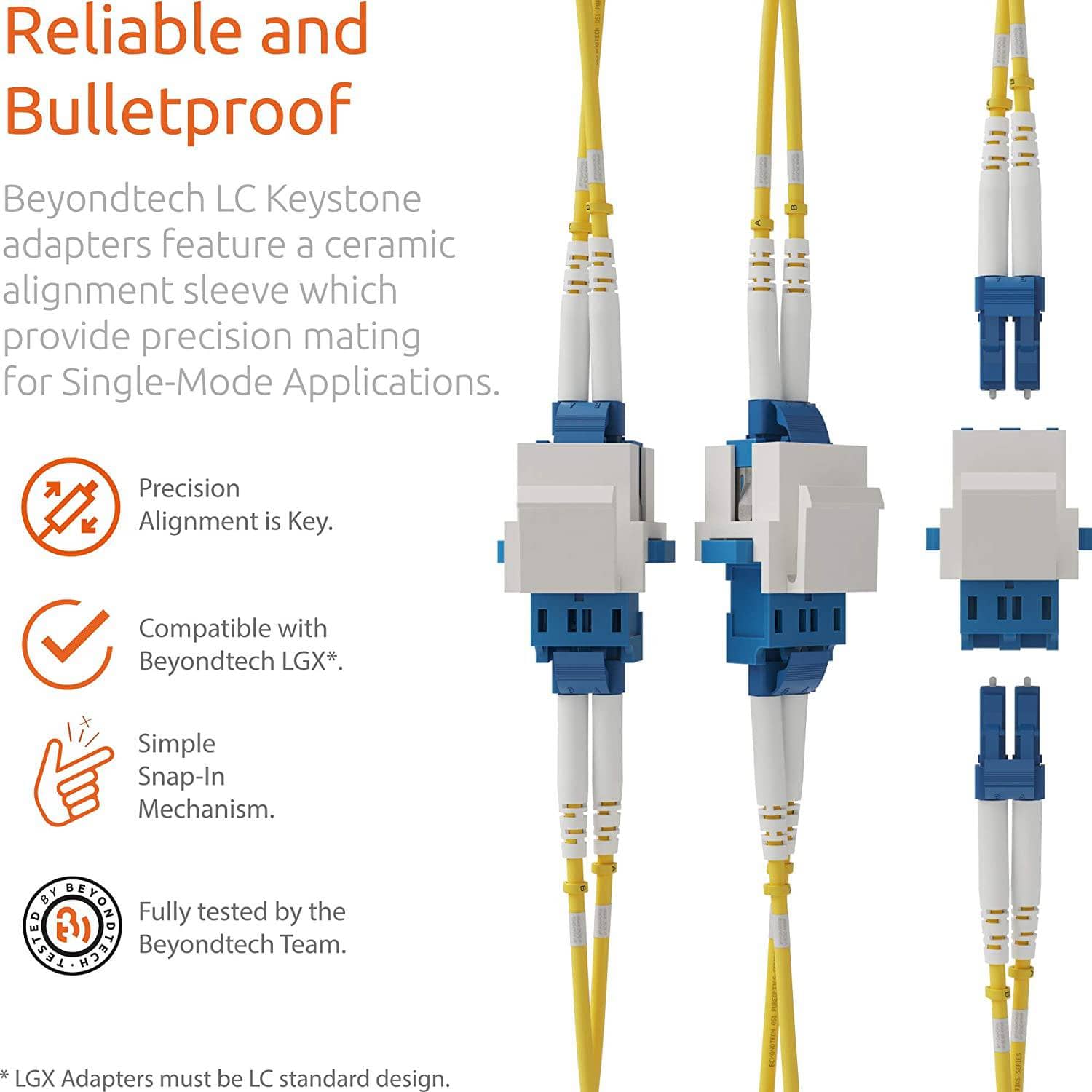 LC Adapter Duplex UPC Single Mode (5 Pack) by Beyondtech