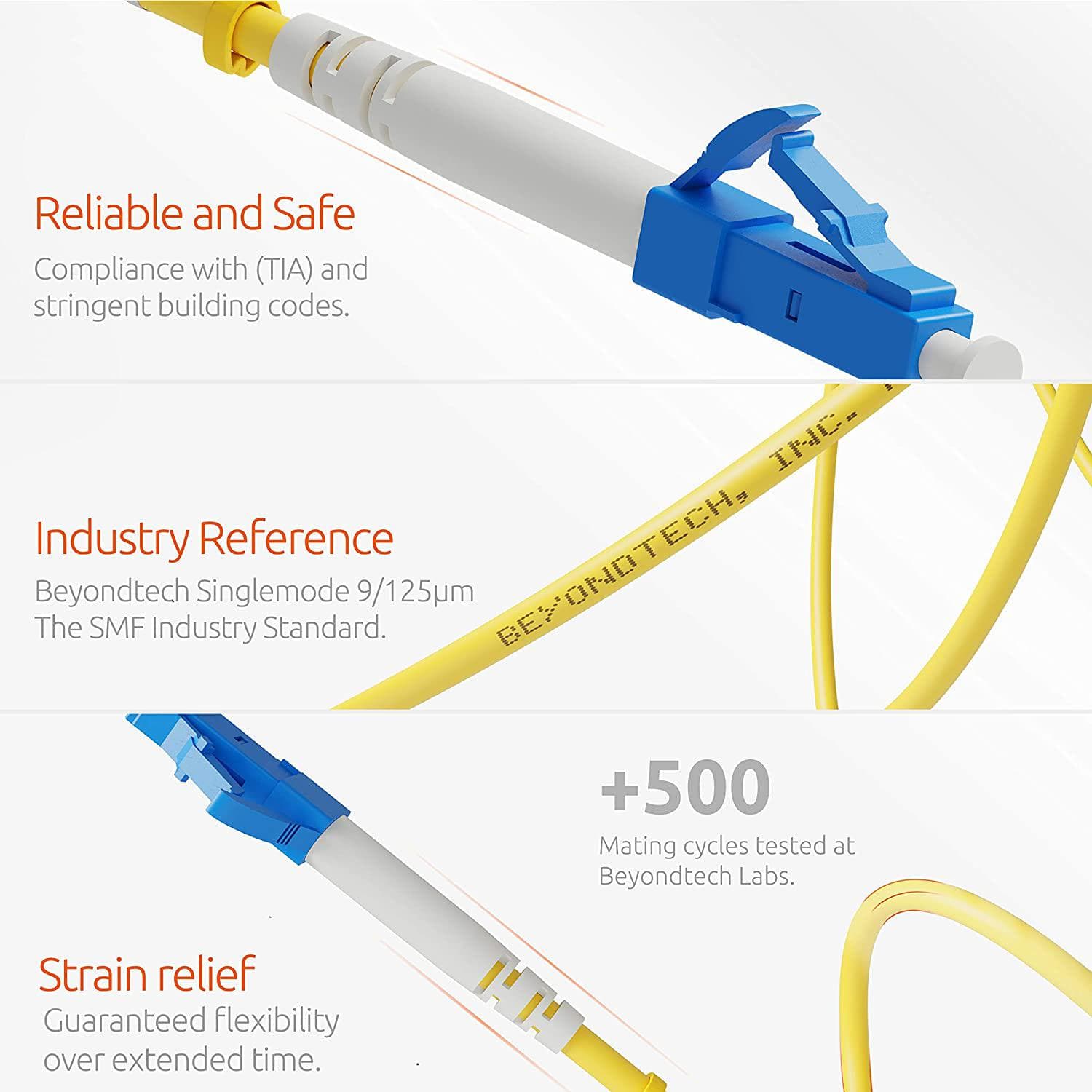 LC to LC OS2 Single Mode Simplex LSZH Fiber Patch Cable - Beyondtech