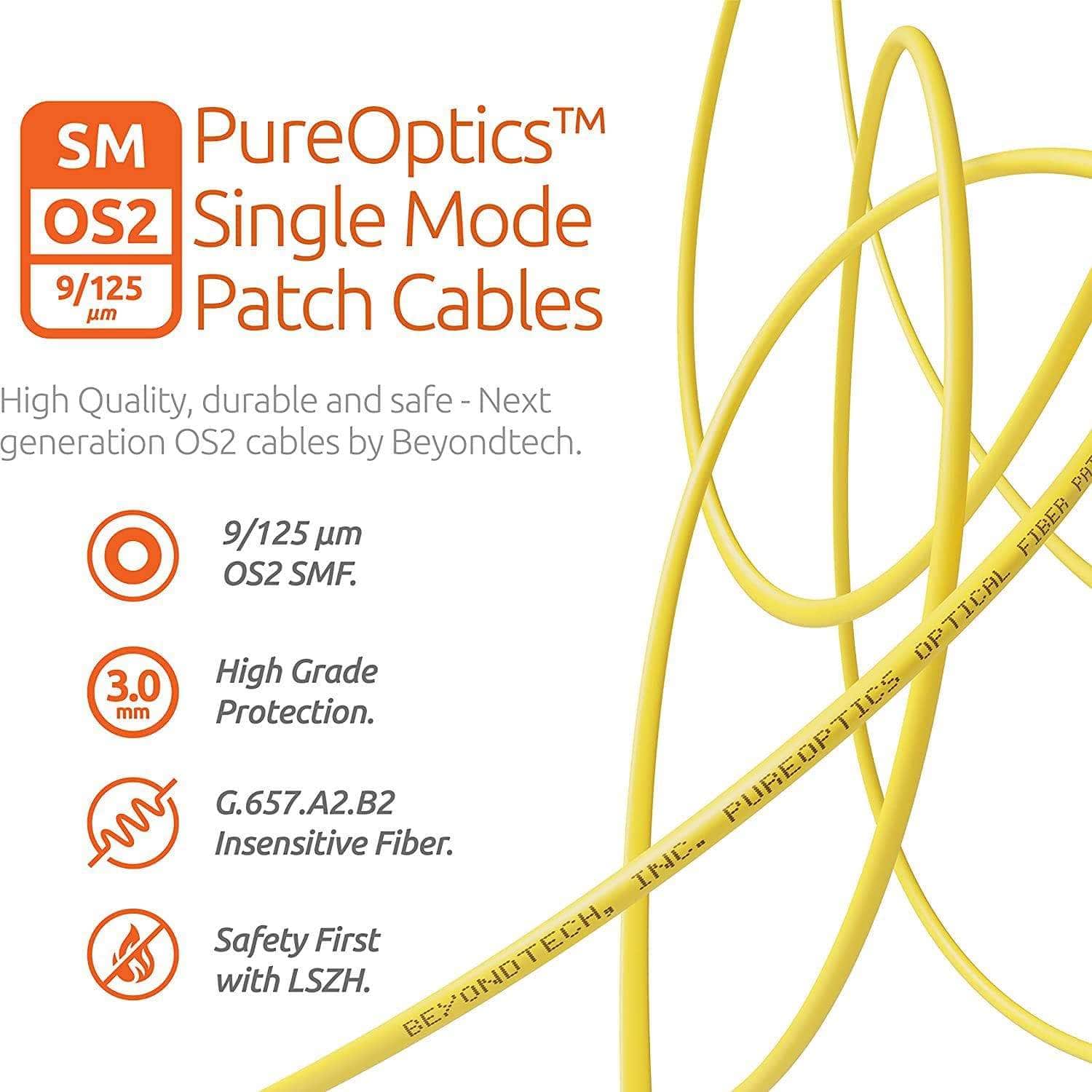 LC to LC OS2 Single Mode Simplex LSZH Fiber Patch Cable - Beyondtech