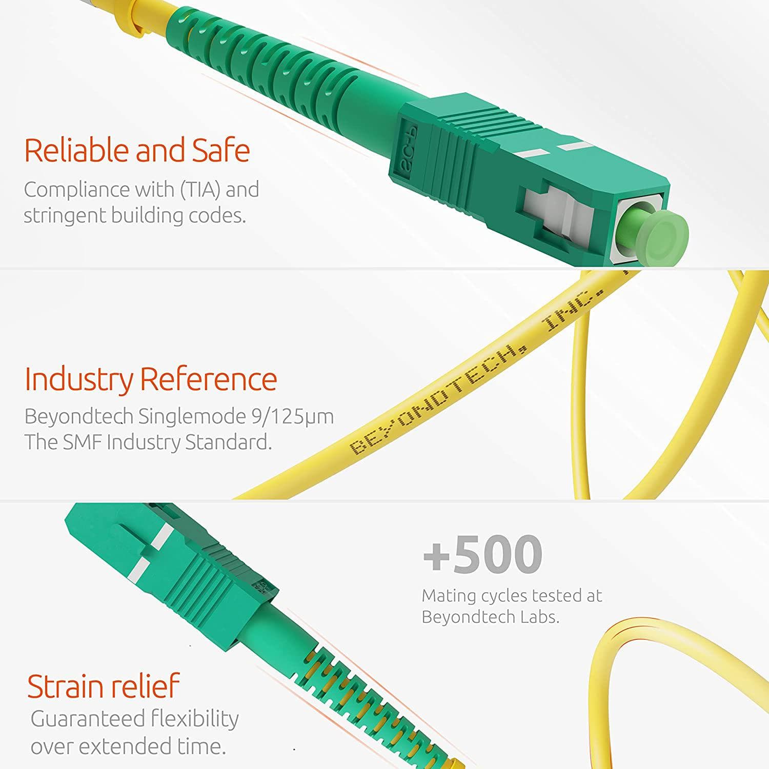 SC to LC APC/UPC OS1 Single Mode Simplex Fiber Patch Cable Beyondtech